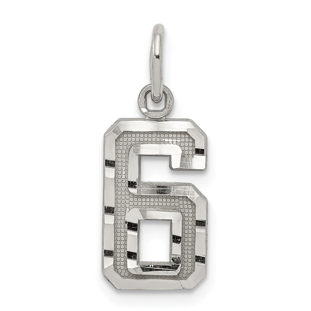 Sterling Silver Small #6 Charm Number Pendant Jewelry 20mm x 7mm